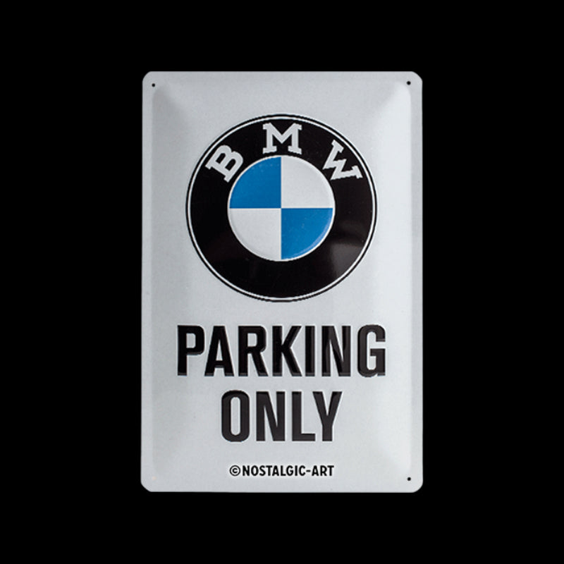 Blechschild 20 x 30 cm »BMW - Parking Only White« Lizensiert & Made in Germany