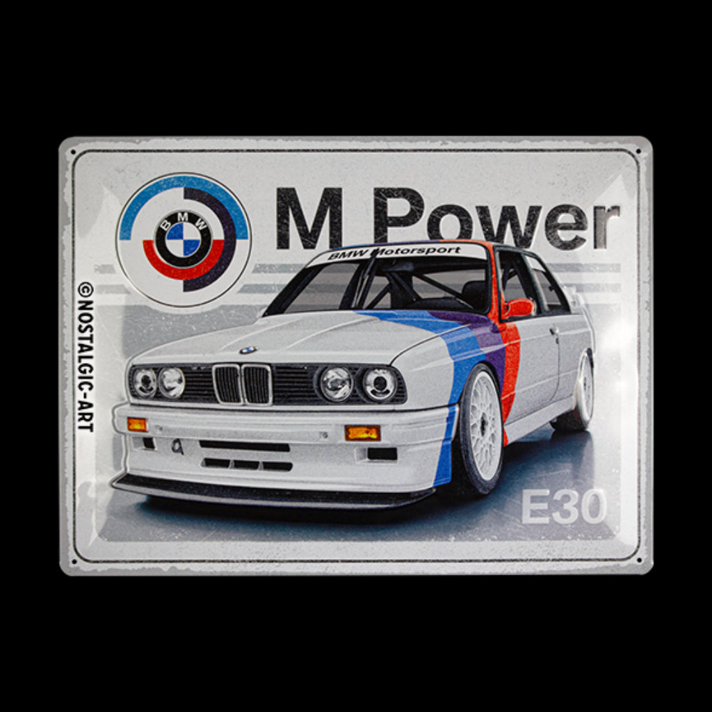 Blechschild 30 x 40 cm »BMW Motorsport - M Power E30« Lizensiert & Made in Germany