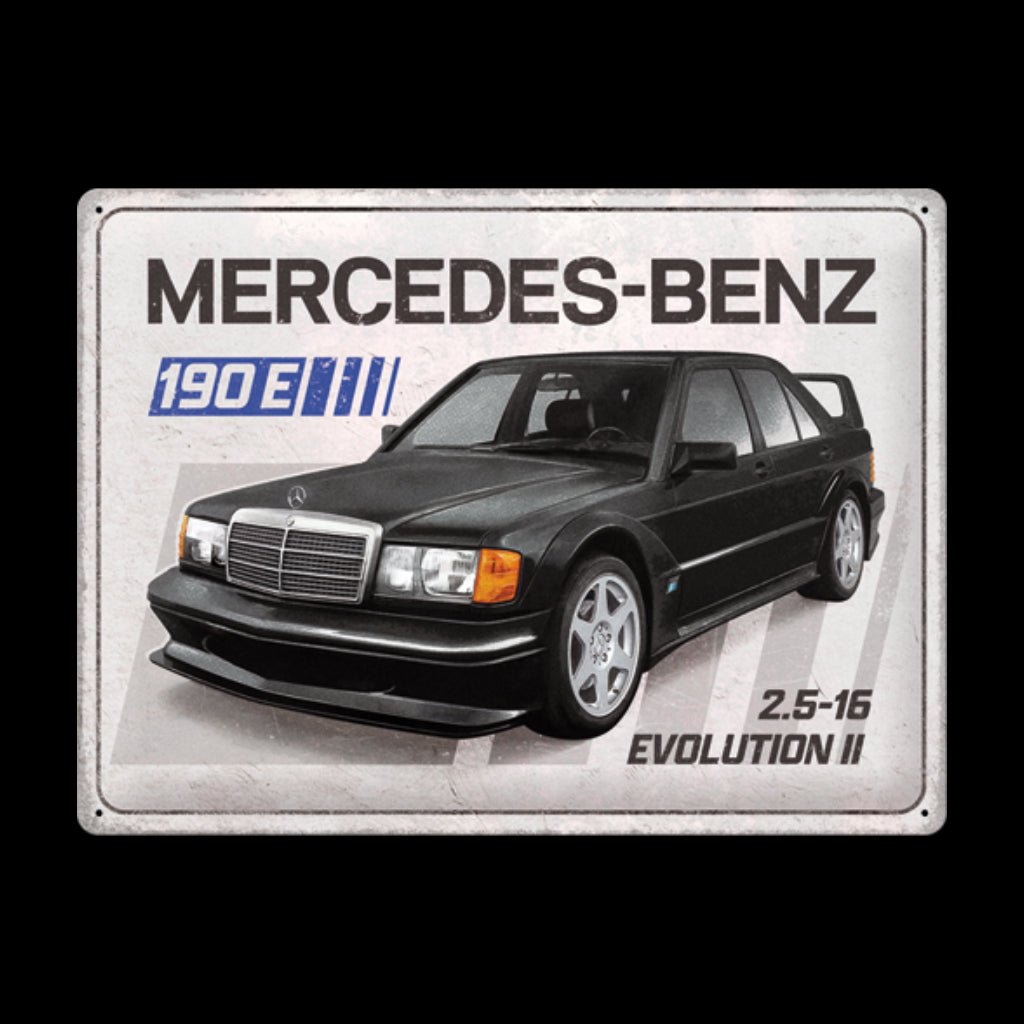 Blechschild 30 x 40 cm »Mercedes-Benz - 190 E 2.5-16 Evo II« Lizensiert & Made in Germany