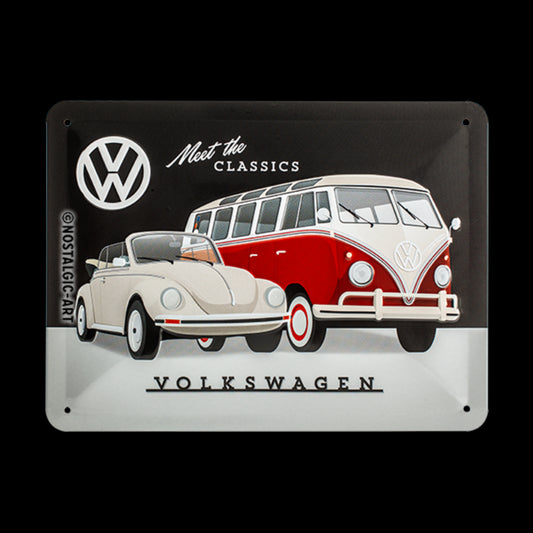 Blechschild 30 x 40 cm »VW - Meet The Classics« Lizensiert & Made in Germany